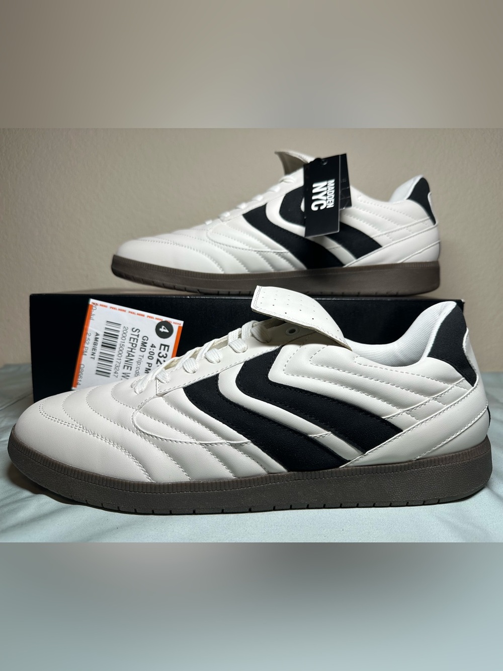 Men's White Sneakers with Black Accent Stripes